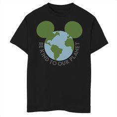 Your Disney fan will love showing off his Disney pride with this Disney's Mickey Mouse & Friends Boys 8-20 Mickey Be Kind To Our Planet Globe Graphic Tee. © Disney Your Disney fan will love showing off his Disney pride with this Disney's Mickey Mouse & Friends Boys 8-20 Mickey Be Kind To Our Planet Globe Graphic Tee. © Disney Crewneck Short sleevesFABRIC & CARE Cotton Machine wash Imported Size: X Small. Color: Black. Gender: male. Age Group: kids. Material: Polyester|Cotton. Black Disney T-shirt For Disney Trips, Black Themed T-shirt For Disney Trips, Black Cotton T-shirt For Disney Trips, Black T-shirt With Letter Print For Disney Trips, Black Graphic Print Top For Disney Trips, Black Graphic Print Tops For Disney Trips, Disney Pride, Friends Boys, Disney Crewneck