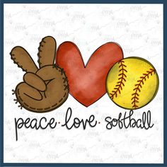 peace love softball and mitt svg file for cricut or silhouette cut files