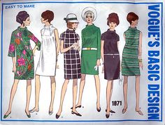 four women in dresses and hats from the early 1970's, one is wearing a green dress