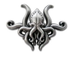 an octopus shaped metal object on a white background