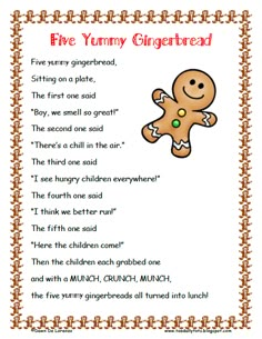 the gingerbread poem is shown in this image