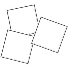 three square white paper squares on a white background with clippings to the side