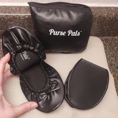 Purse Pals By Solemates - Foldable Flats With Zip Around Pouch - Converts To Tote Brand New Never Worn, No Tag Ballerina Slippers That Fold Flat With A Zip Around Carrying Pouch To Slip In Your Purse! And The Pouch Converts To A Carry Tote For Your Other Shoes That You Take Off! Genius!! Perfect For Traveling, Airports, Or A Night Out When Your Heels Are Killing You, Just Slip Them Off And Put On Your Adorable Flats, Put Your Heels In The Carry Bag And You're All Set! Women's Size 7/8 (Would Fit Foldable Flats Shoes, Foldable Flats, Convertible Tote Bag, Ballerina Slippers, Tote Bag Purse, Carry Bag, Style Women, The Pouch, Leather Pouch