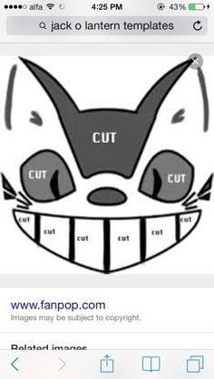 an image of a cat face with the words cut out and cut out below it