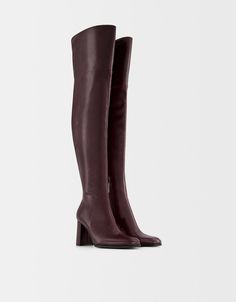 high-heel over-the-knee boots - Women Maroon Boots, Red Heels, Socks And Tights, Sandals For Sale, Long Boots, Boots Women, Heeled Ankle Boots, Shoes Trainers, Over The Knee Boots