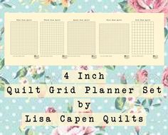 the four grid planner set is shown with pink roses on blue and white polka dots