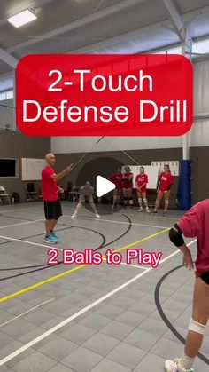 two - touch defense drill with 2 balls to play in the middle of an indoor basketball court