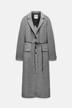 100% WOOL LONG FROCK COAT ZW COLLECTION - Gray | ZARA United States Long Frock, Frock Coat, Rope Belt, Long Frocks, Cardigan Sweater Dress, Cardigan Sweater Jacket, Anorak Jacket, Blazer Vest, Zara Woman