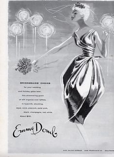 Emma Domb 1958 | barbiescanner | Flickr Emma Domb, California Design, Vintage Inspired Wedding, Vintage Advertising, Dress Vintage, Wedding Attire, Vintage Advertisements, The Vintage, Vintage Wedding