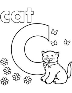 the letter c is for cat coloring page