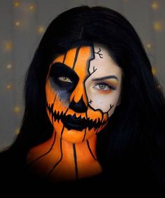 Pumpkin Makeup Ideas, Diy Halloween Makeup, Scary Halloween Pumpkins, Creepy Makeup, Horror Make-up, Halloween Makeup Scary