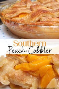 an easy southern peach cobbler recipe with fresh peaches in the crust and pie crust