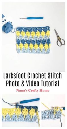 the crochet stitch is being used to make a photo and video frame with yarn