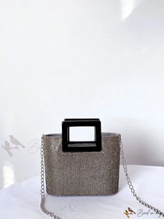 Bird in Bag - Rhinestone Acrylic Evening Clutch Bag Silver Square Evening Bag, Glamorous Silver Square Bags, Elegant Silver Box Bag For Shopping, Silver Rectangular Clutch For Shopping, Chic Rectangular Rhinestone Shoulder Bag, Chic Rectangular Shoulder Bag With Rhinestones, Glamorous Rectangular Evening Bag For Shopping, Evening Clutch Bag, Box Bag