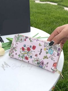 Bird in Bag - Womens Fashionable Retro Floral Printed Zipper Wallet, Long Clutch Purse Flower Pattern PU Leather Wallet, Foldable, Large Capacity Pu Leather Wallet, Zipper Wallet, Retro Floral, Bird In Bag, Clutch Purse, Floral Printed, Flower Pattern, Flower Patterns, Leather Wallet