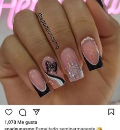 Glittery Nails, French Manicure Nails, Short Nails Art, Cool Nail Designs, French Manicure, Acrylic Nail Designs, Burritos, Nail Manicure