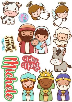 the nativity stickers are all different colors