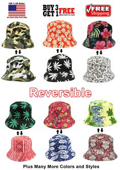 Men Women Boonie Brim Fishing Summer Beach Reversible Pattern Bucket Hat Cap #Honeywingz #Bucket Style Bucket Hat, Yoga Hair, Bucket Light, Caps And Hats, Bud Light, Out Of Shape, Beach Hat, Crochet Beanie, Bucket Hats