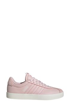 Iconic 3-Stripes pop against the monochromatic leather of this sport-inspired sneaker that looks just as cool on the streets. Leather and synthetic upper/textile lining/rubber sole Imported Pink Vulcanized Sole Sneakers For Skateboarding, Pink Vulcanized Sneakers For Skateboarding, Pink Leather Sneakers For Jogging, Pink Leather Jogging Sneakers, Pink Urban Sneakers For Sports, Pink Sneakers For Skateboarding With Boost Midsole, Pink Sneakers With Boost Midsole For Skateboarding, Pink Sporty Skate Shoes With Vulcanized Sole, Casual Pink Sneakers With Three Stripes