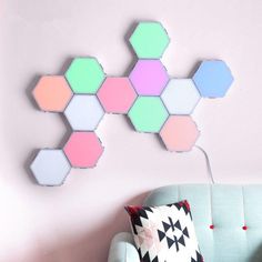 Quantum Light Hexagonal Wall Light Touch Sensitive Modular Light DIY Quantum Lights Creative Geometry Assembly LED Night Light for Home Decor-SolHoppa-10pcs Colorful-EU-SolHoppa Bedroom Aestethic, Diy Honeycomb, Store Concept, Loft Ideas, Sensor Night Lights, Light Touch, Home Decor Color, Creative Home Decor