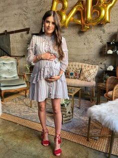 Baby Shower Dress For Mom Summer, Baby Shower Dress For Mom, Baby Shower Outfit Ideas, Vestidos Para Baby Shower, Paola Alberdi, Dress For Mom, Maternity Dresses For Baby Shower, Baby Shower Dress, Pregnancy Fashion