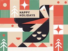 a poster with the words happy holidays written on it's face and an abstract background