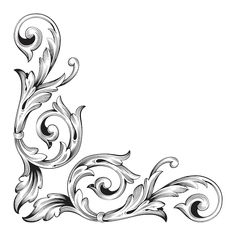 an ornate design in black and white