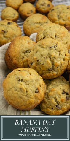 a bowl of banana oat muffins Banana Oat Chocolate Chip Muffins, Oat Chocolate Chip Muffins, Banana Oat Chocolate Chip, Baking Schedule, Easy Breakfast Muffins, Quick Muffins, Scone Recipes, Banana Oat Muffins, Muffins Recipes