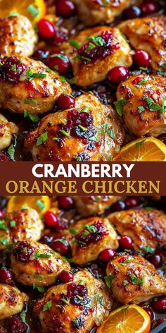 Cranberry Orange Chicken is a heartwarming, flavorful dish that brings together the sweetness of cranberries, the tang of orange, and savory chicken.  Perfect for festive dinners, holiday meals, or cozy family nights, this dish is sure to impress with minimal effort. Cranberry Chicken Thighs, Cranberry Orange Chicken, Easy Christmas Dinner Recipes, Holiday Dinner Recipes, Easy Christmas Dinner, Orange Chicken Recipe, Savory Chicken, Winter Dinner