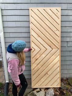 Chevron Doors Diy, Wood Door Pattern, Chevron Door Herringbone Pattern, Herringbone Barn Door Diy, Barn Doors In The House Diy, Chevron Barn Door, Diy Door Frame, Door Diy, Barn Door Diy