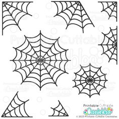 four spider webs with different shapes and sizes to make it look like they have been drawn