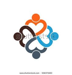 people holding hands in the shape of a heart, logo or icon on white background