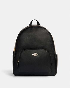 COACH® Outlet | Large Court Backpack Travel Bag With Zipper Pocket And Pebbled Leather, Travel Bag With Zipper Pocket In Pebbled Leather, Pebbled Leather Bag With Zipper Closure For On-the-go, Coach Outlet, Large Backpack, Off Black, You Bag, Pebbled Leather, Outlet