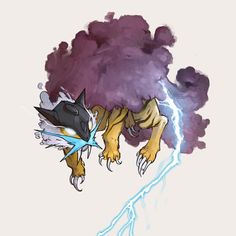 a drawing of a monster with lightning coming out of it's back