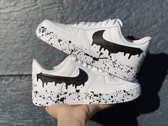 ⚫ Nike Air Force 1 Custom Low Drip Splatter White Black Shoes Men Women Kids | eBay Custom Forces, Painted Af1, Nike Air Force 1 Custom, Custom Painted Shoes, Nike Fashion Shoes, Black Shoes Men, Custom Nike Shoes, All Nike Shoes, Custom Air Force 1