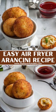 an easy air fryer arancini recipe in a white bowl