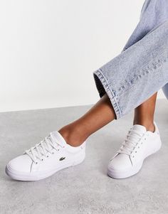 Lacoste White Sneakers, Lacoste Shoes Women, Lacoste Sneakers, Lacoste Shoes, Tennis Shoes Outfit, Tiktok Outfits, Lacoste Women, White Sneakers Women