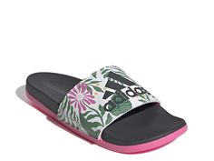 adidas Adilette Slide Sandal - Women's Adidas Slides For Swimming In Summer, Adidas Slides For Summer Swimming, Sporty Adidas Slides For Beach, Casual Adidas Slides For Swimming, Adidas Sporty Slides For Summer, Spring Sports Slides With Non-slip Design, Spring Sports Slides With Non-slip Details, Spring Sports Non-slip Slides, Adidas Sporty Summer Slides