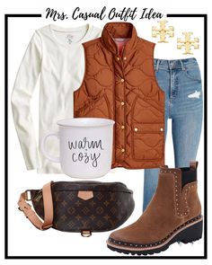 Mrs Casual, Louis Vuitton Fanny Pack, Vest Jeans, Casual Outfit Ideas, Jeans Brown, Brown Booties