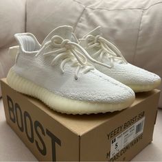 Yeezy Boost 350 V2 'Cream White / Triple White 100% Authentic Like New! Only Worn Once! Comes In It’s Original Box Men Size 5 Women’s Size 6.5 Fast Ship Price Offers Accepeted White Yeezys, Shoes Yeezy, Yeezy Boost 350 V2, Yeezy Shoes, 350 V2, Yeezy Boost 350, Yeezy Boost, Cream White, Mens Shoes Sneakers