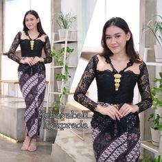 Kebaya dress | Complete set | for weddings or formal event | made of brocade and batik fabric, long sleeve and V-neck Set (Kebaya+Obi belt + Batik skirt) Kebaya Size: S Bust 84 cm M Bust 88cm L Bust 92 cm XL Bust 96 cm 2XL Bust 100 cm Skirt: Waist is elastic Skirt Size : S Hips 85cm M Hips 90 cm L Hip 95cm XL Hip 100cm 2XL Hips 105cm  The chest brooch and the inner layer of the kebaya (long torso) are sold separately Elegant Long Sleeve Sets With Traditional Patterns, Formal Long Sleeve Sets With Traditional Patterns, Brocade Long Sleeve Sets For Ceremony, Elegant Long Sleeve Dresses With Batik Print, Elegant Long Sleeve Batik Print Dresses, Malaysian Dress, Outfit Ideas Muslim, Modern Kebaya, Batik Skirt