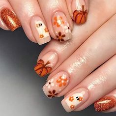 Nail Design Gold, Nailart Designs, Pumpkin Nails, Easy Nails, Purple Nail, Short Nails Art, Nails Halloween, Thanksgiving Nails