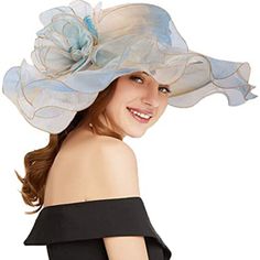 Light Blue Kentucky Derby Hat For Women Organza Sun Hats With Flowers Elegant Hat Summer Large Wide Brim Ladies Church Fedoras 100% Brand New And High Quality Main Material: Polyester,Except The Accessories Color:Light Blue Hat Brim:13cm Hat Circumference:57cm Suitable For Head Circumference:56-58cm Suitable For Season: Spring,Summer,Fall,Autumn,Winter Package Include: 1*Hat Note: 1. Please allow 0cm to1.5cm/0" to 0.59" error due to manual measurement. Please make sure you do not mind before you Fascinators Hats, Women Church, Church Flowers, Elegant Hats, Wide Brim Fedora, Kentucky Derby Hat, Sun Hats For Women, Wedding Formal, Hat For Women