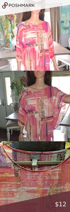 Chico's semi sheer multi color top size s/m Semi Sheer Top, Sheer Top, The Social, Multi Color, Fashion Home Decor, Fashion Home, Outfit Inspo, Plus Fashion, Fashion Design