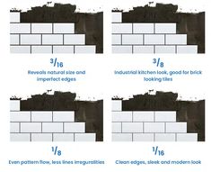 four different types of brick are shown in the diagram, with numbers and measurements for each type