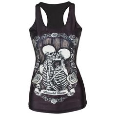 Gothic Slim Black Skull Print Tank Top-women-wanahavit-Black-One Size-wanahavit Punk Woman, Punk Women, Gothic Tops, Girls Vest, Punk Emo, Gothic Skull, Gothic Punk, Look Vintage, Sleeveless Tshirt