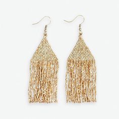 Lexie Solid Beaded Fringe Earrings Gold Holiday Glam Outfits, Bead Fringe, Beaded Fringe Earrings, Holiday Glam, Beaded Tassel Earrings, Alloy Earrings, Beaded Fringe, Free Spirited, Beaded Tassels