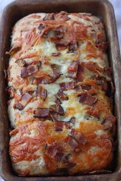 a loaf of bacon bread in a pan