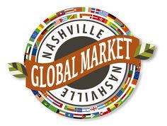 the logo for nashville's global market, with flags around it and an orange ribbon