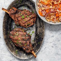 Herbed Veal Chops with Radicchio Salad Veal Chops, Salad Prep, Veal Chop, Radicchio Salad, Spiced Fruit, Red Onion Salad, Onion Salad, Detail Page